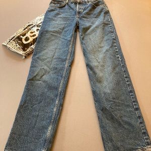 ASOS DESIGN organic cotton low rise 'baggy' boyfriend jean darkwash 25x32